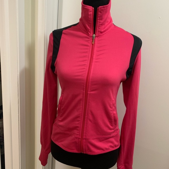 Champion Jackets & Blazers - Champion “Barbie” Pink  & Black Long Sleeve Zip Up Activewear with Thumbholes